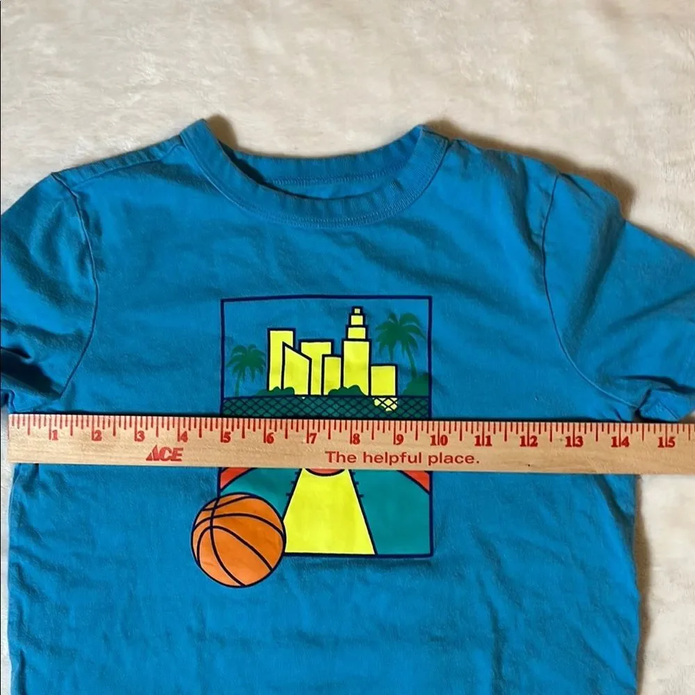 GAP Kids Blue Basketball Graphic Short Sleeve T-Shirt Size S 6–7